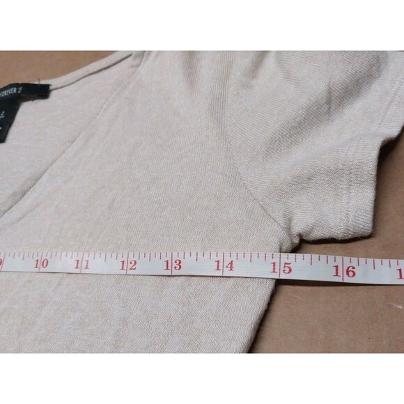 FOREVER 21 Womens Small Cream Wrap Dress A Line Cap Sleeve V Neck Fitted Beach - Picture 6 of 12